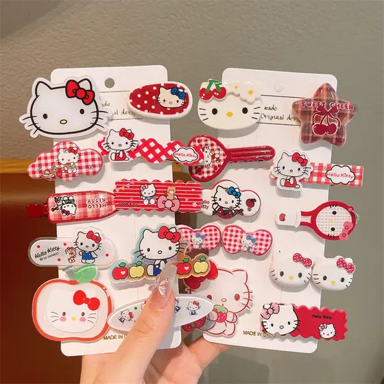 10 Peças De Grampo De Cabelo Infantil HelloKitty Lindo Chapéu Para Meninas E Crianças Prendedor Testa