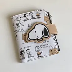 Snoopy Bolsa Anime Dos Desenhos Animados Carteira De Moedas Curta Alto Valor Bonito Zíper Estudante ID Titular Multi Slo