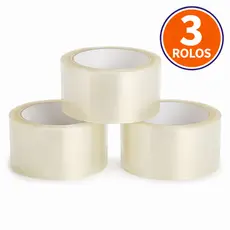 Kit Fita Durex Adesiva Transparente Largo 45mm x 40m Embalagem Caixa Alta Aderencia - 3 Rolos