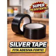Kit Fita Tape Vedação Extra Forte Multiuso Adesiva Reparo Capa de Chuva Preta 48mm x 05m - 2 Rolos