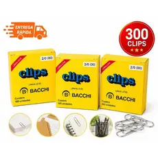 Kit 300 Clips Bacchi 2/0 Linha Leve Caixa 100 Unidades Papelaria Escritório
