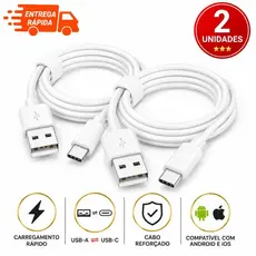 Cabo Tipo C Turbo Samsung KIT 2  unidades USB x Tipo C Reforçado Compatível Iphone 15 16 e 17 Pro Max e Android 1m