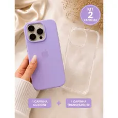 Capa Case Silicone + Transparente Iphone 2 Capinhas Compatível Iphone 11 12 13 14 15 16 17 ProMax