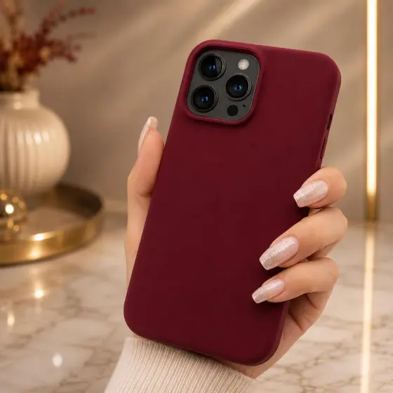 Capa Case Silicone PREMIUM Vinho Bordo Marsala Capinha Aveludada IPHONE 11 12 13 14 15 16 17 PRO MAX