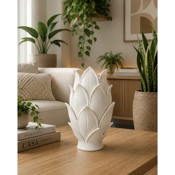 Vaso Decorativo Flor de Lótus / Alcachofra – Design Sofisticado e Elegante | 30cm Vasos Decorativos.