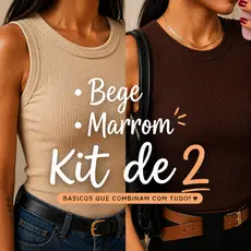 Blusa regata feminina basica canelada ana ruga P ao G poliester Marrom Ferrugem Caqui Preto