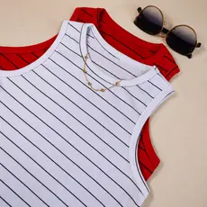 KIT 2 BLUSA REGATA FEMININA CANELADA TENDÊNCIA LISTRADA PREMIUM