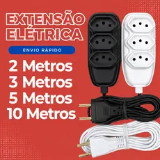 Extensão elétrica 2 Metros Extensão de Energia 3 Tomadas com 3 metros 5 metros 10 metros Regua