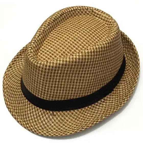 Chapeu Fedora Panamá Palha Aba Curta De 3cm Forrado 60014