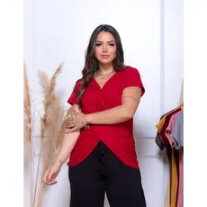 Blusa Blusinha Transpassada Manga Curta Feminina camiseta decote V Blusinha Amamentação envio imediato