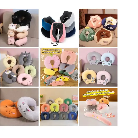Almofada De Pescoço 8 modelos Para Descanso Viagens Bichinhos Criança Infantil Adulto presente