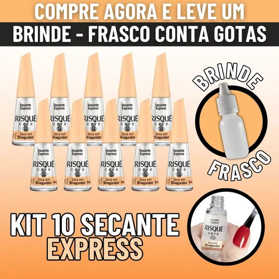 Kit 10 Esmaltes Secante Express Risque Seca em 50 Segundos Secante Esmalte