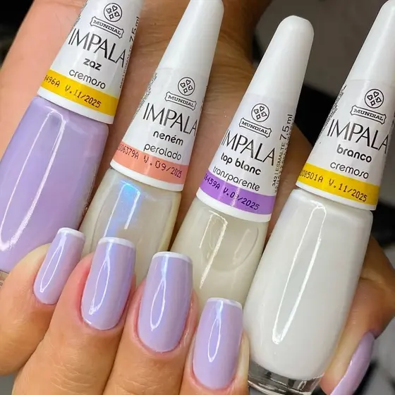 Impala Kit 4 Esmaltes Impala Zaz Neném Top Blanc e Branco Esmalte Atacado