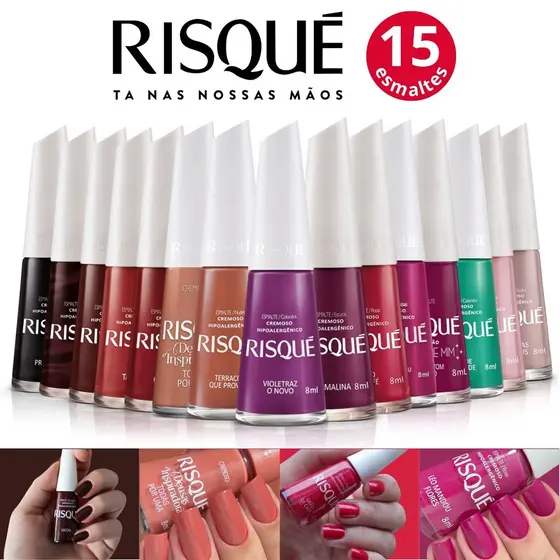 Esmaltes Risque Atacado Cores Tons Quentes Vermelho Laranja Roxo