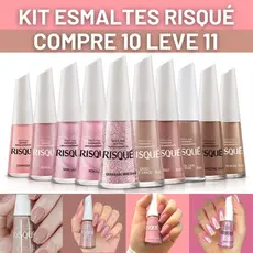 Risque Kit de Esmalte Nude Rosa Marrom Kit 10 Esmaltes