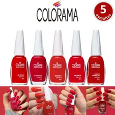 Kit 5 Esmaltes Vermelhos Colorama Cremoso Tons Vermelhos Atacado