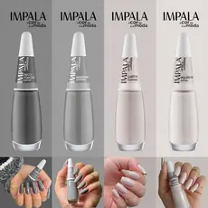 Kit de Esmaltes Impala 4 Cores Tons Cinza e Nude Esmaltes Atacado