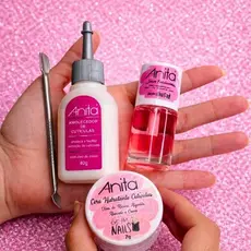 Kit Tratamento de Unhas Anita Espátula Dupla Inox + Sérum + Cerinha + Amolecedor de Cutículas