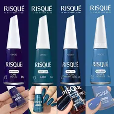 Kit 4 Esmalte Risqué Tons Azul Cremoso Metálico Nova Coleção Risqué Esmalte Atacado