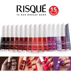 Kit 15 Esmalte Atacado Risque Tons Quentes Vermelho Roxo Esmaltes 8ml