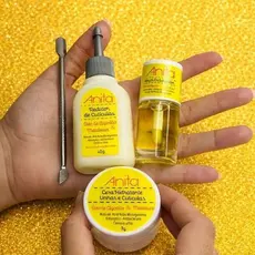 Kit Tratamento de Unhas Anita Espátula Dupla Inox +  Redutor de Cutículas + Sérum + Cerinha Amarela
