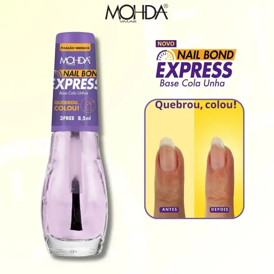 Base Cola Unha Mohda Nail Bond Express Cola Unha Quebrada Fixação Imediata
