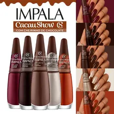 Kit Esmalte Impala Cacau Show Novas Cores Cherinho de Chocolate Esmaltes Atacado Marrom Terrosos