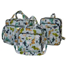 kit Bolsa bebe saída Maternidade 3 peças Dinossauro Enxoval