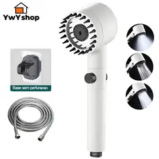 Ducha Alta Pressão 3 Modos Massagem Chuveiro C/ Mangueira 1,2m Suporte Para Lavatório Salão U7