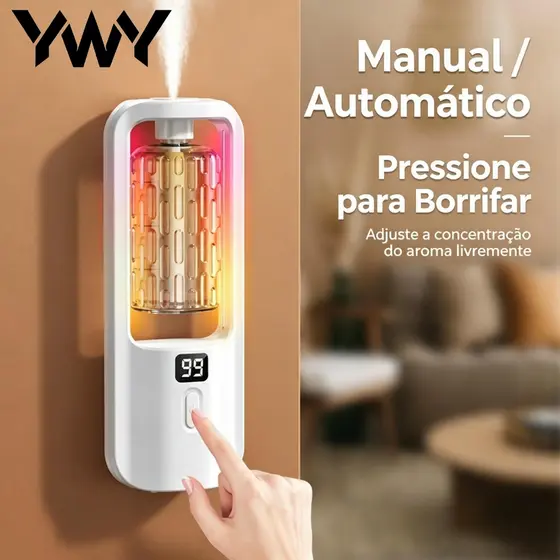 Aromatizador de Ambiente Inteligente Nebulizador 50ml RGB Recarregável 1200mAh Sem Furo E2