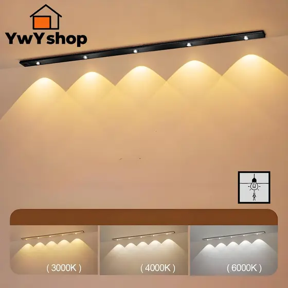 Luz LED para Armário 60cm com Sensor - 3 Cores (Branco/Quente/Natural) Ultra Fina e Recarregável F9