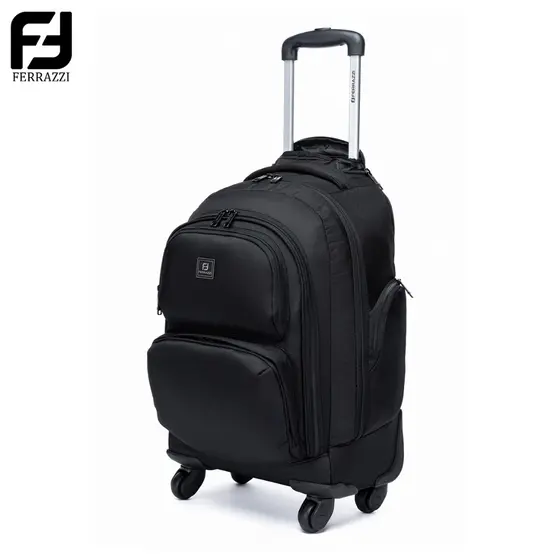 Mochila Ferrazzi Rodinhas Executiva Viagem Espaçosa 36L Reforçada Preto