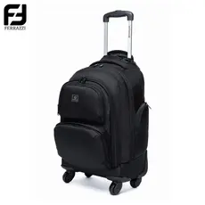 Mochila Ferrazzi Rodinhas Executiva Viagem Espaçosa 36L Reforçada Preto