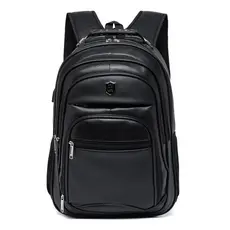 Ferrazzi Mochila Executiva Resistente Reforçada Saída Cabo USB Fone de Ouvido Couro PU Backpack Notebook Para Trabalho
