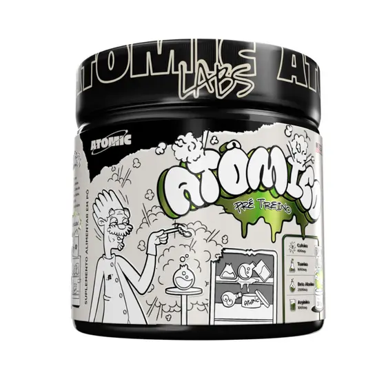 Pré Treino Atômico 300g Sabor: Green Apple Atomic Labs - Pre Workout com Cafeína e Beta Alanina