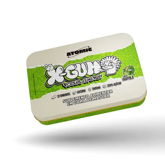 Chiclete Energético com Cafeína X-GUM Focus Energy Atomic Labs | 21 Gomas Sabor Hortelã
