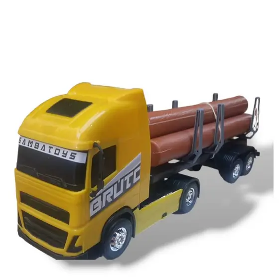 Carrinho Brinquedo Grande Caminhão Tora Lenha Amarelo, Azul, Vermelho , Branco Bruto Samba Toys Envio Imediato