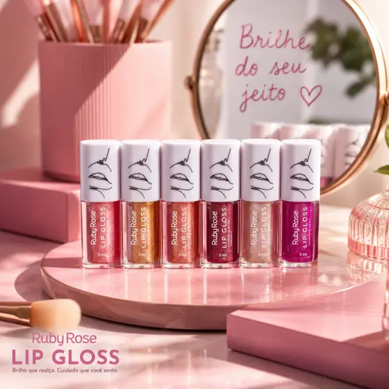 Lip Gloss Brilho Labial Com Glitter Ruby Rose