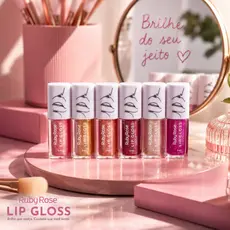 Lip Gloss Brilho Labial Com Glitter Ruby Rose
