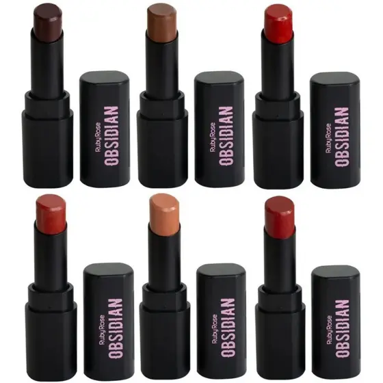 Batom Cream Satin Obsidian Lipstick Ruby Rose – Alta Cobertura, Conforto e Brilho