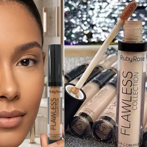 Corretivo Líquido Ruby Rose Flawless Chocolate Alta Cobertura Cores Perfeitas Efeito Matte