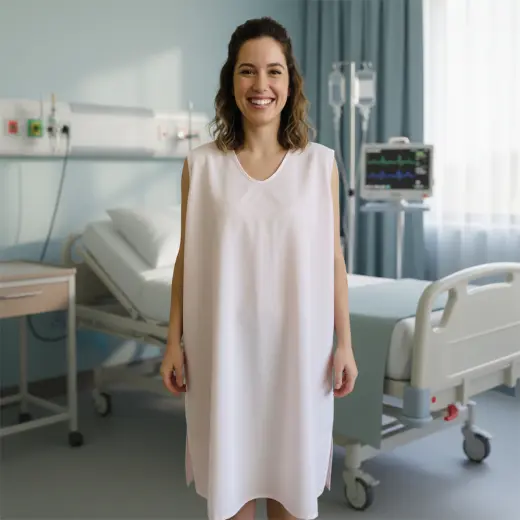 Camisola Hospitalar Regata p Doentes Acamado Pós Cirúrgico c Abertura atrás Micro Percal Poliéster