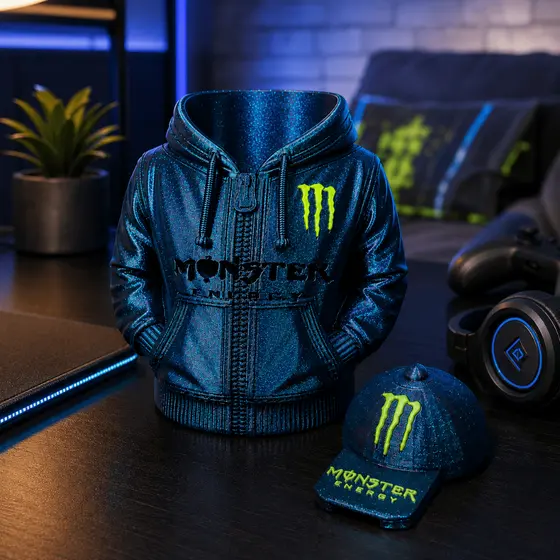 Porta lata Monster moletom para energético Monster + abridor 473ml