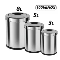 Lixeira em aço inox 3 A 8 litros com tampa basculante cozinha banheiro escritório