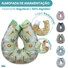 Almofada Para Amamentação Com Zíper Capa Removível Macio Estampado Menino Menina Laço Regulável