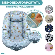 Ninho Redutor De Berço Para Bebe Com Zíper E Laço Portátil Algodão Menina Menino