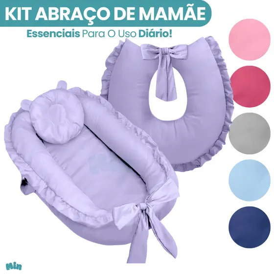 Ninho Redutor de Berço Ajustável + Almofada de Amamentação Multifuncional Menino Menina Liso