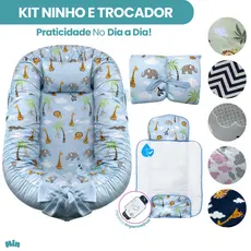Ninho Para Berço Bebe Com Laço E Zíper + Trocador de Fraldas Portatil Impermeável Lindas Estampas