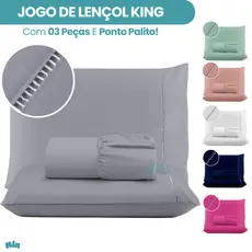 Jogo de Lençol Cama King 03 Peças 400 Fios Micropercal Ponto Palito