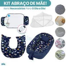 Ninho Redutor De Berço Para Bebe + Mosquiteiro + Almofada Amamentação + Trocador Menino Menina